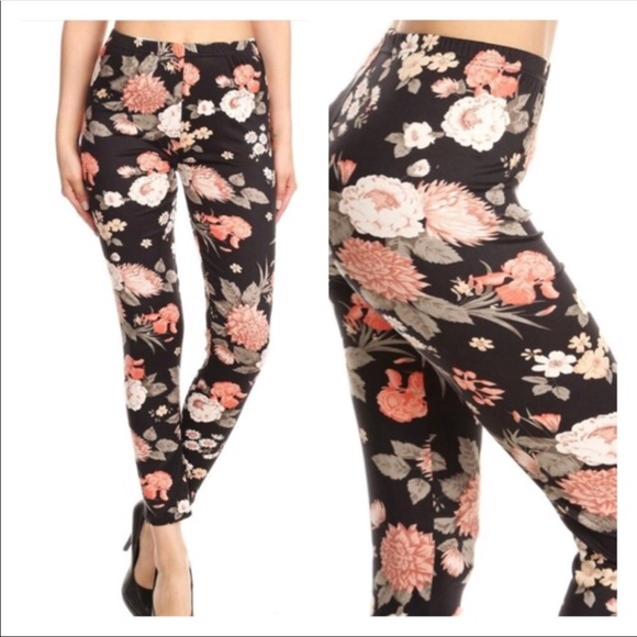SwankStyles Pants - LAST 1❤️Buttery Soft Black Floral Leggings